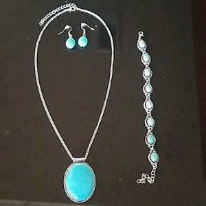 (Ordering) Turquoise jewelry set 3 piece.